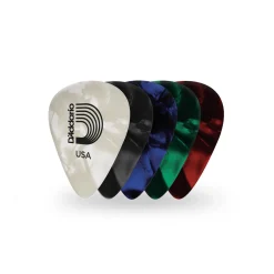 D'Addario Assorted Classic Pearl Celluloid Guitar Picks, 25-Pack