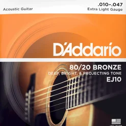 D'Addario EJ10 80/20 Bronze Acoustic Guitar String Set, Extra Light