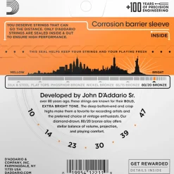 D'Addario EJ10 80/20 Bronze Acoustic Guitar String Set, Extra Light