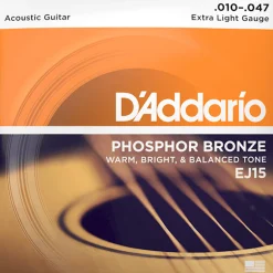 D'Addario EJ15 Phosphor Bronze Acoustic Guitar Strings, Extra Light