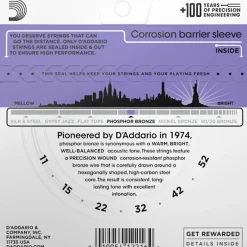 D'Addario EJ26 Phosphor Bronze Acoustic Guitar Strings, Custom Light