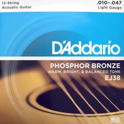 D'Addario EJ38 Phosphor Bronze 12-String Acoustic Guitar String Set, Light