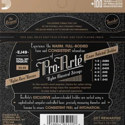 D'Addario EJ49 Pro-Arté Black Nylon Classical Guitar String Set, Normal