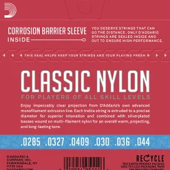 D'Addario EJ27H Student Nylon Classical Guitar String Set, Hard