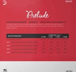 D'Addario Prelude Bass String Set, Medium Tension