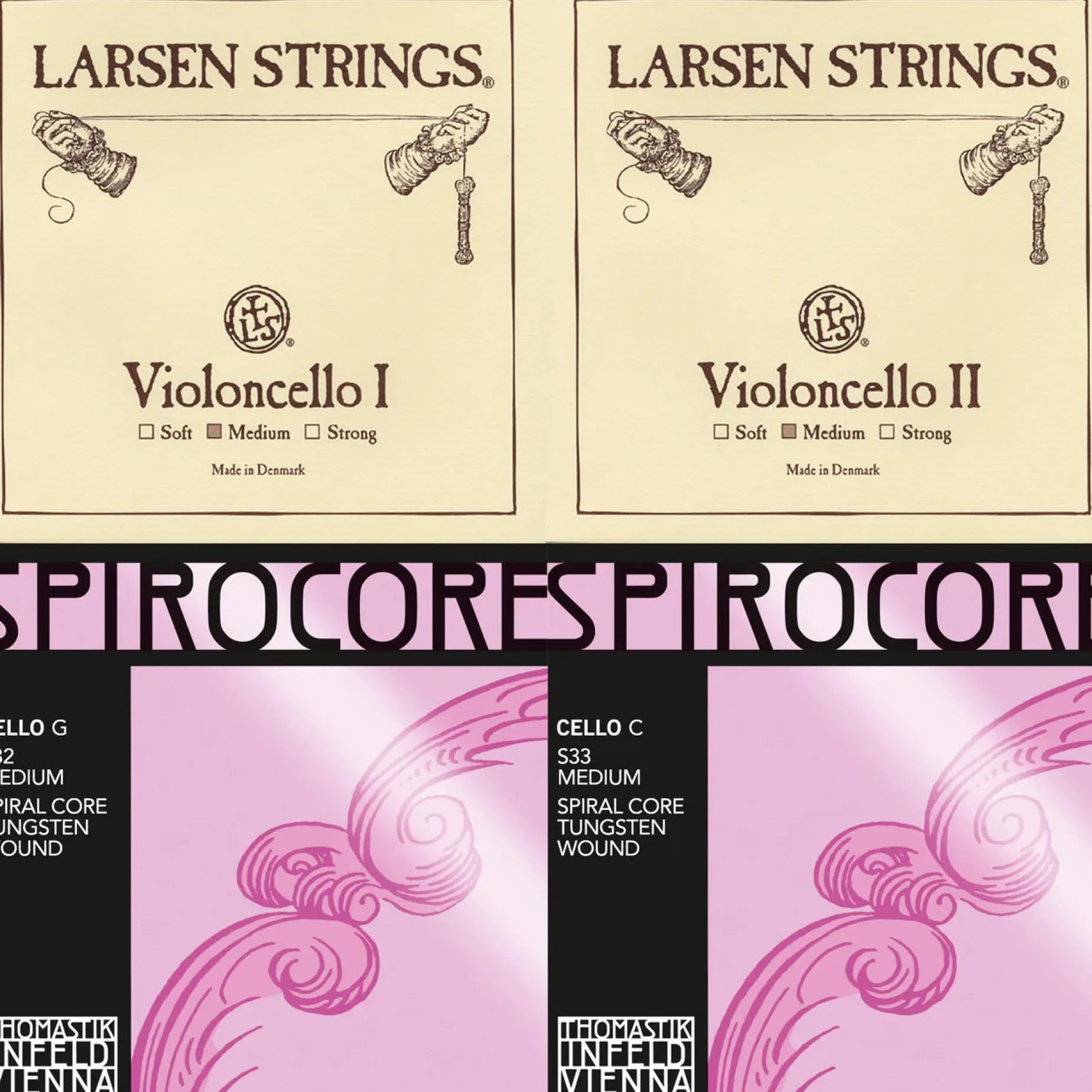 Larsen A & D, Thomastik Spirocore Tungsten G & C Combo Cello String Set