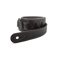 Taylor 2.5" Black Leather Guitar Strap - Black, Suede Back